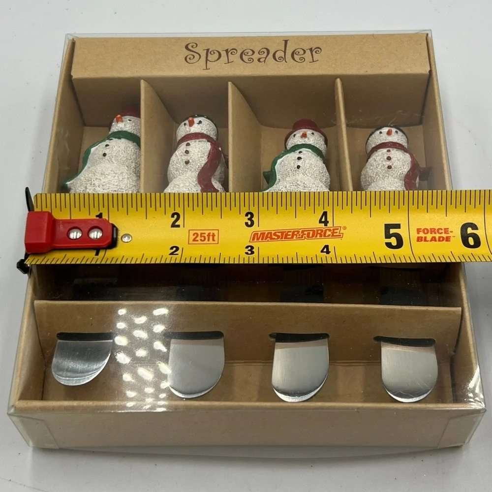 Supreme Housewares Snowman Spreader Set 4pc White Red Green Brand New Holiday